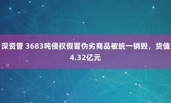 深资管 3683吨侵权假冒伪劣商品被统一销毁，货值4.32亿元