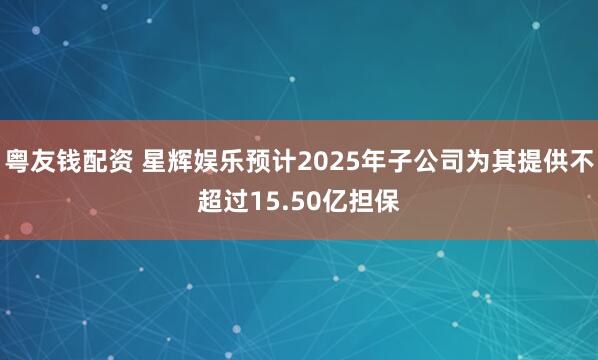 粤友钱配资 星辉娱乐预计2025年子公司为其提供不超过15.50亿担保