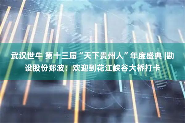 武汉世牛 第十三届“天下贵州人”年度盛典 |勘设股份郑波：欢迎到花江峡谷大桥打卡