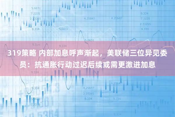 319策略 内部加息呼声渐起，美联储三位异见委员：抗通胀行动过迟后续或需更激进加息